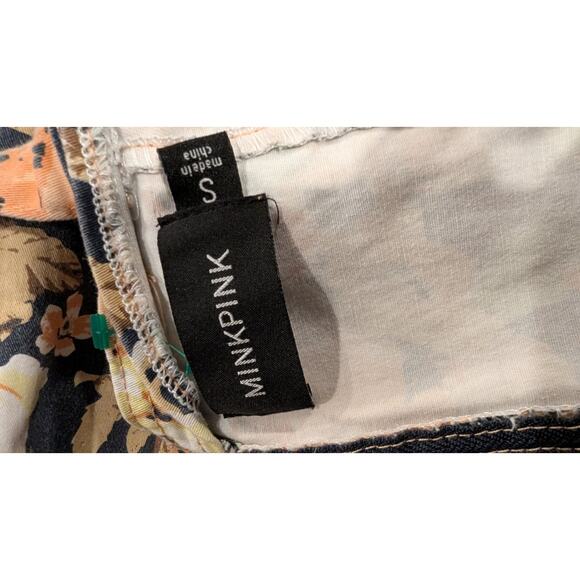 Floral Mini Dress Peach Orange Black Corset Sleeveless‎ Party Club Summer Cute - Picture 4 of 7